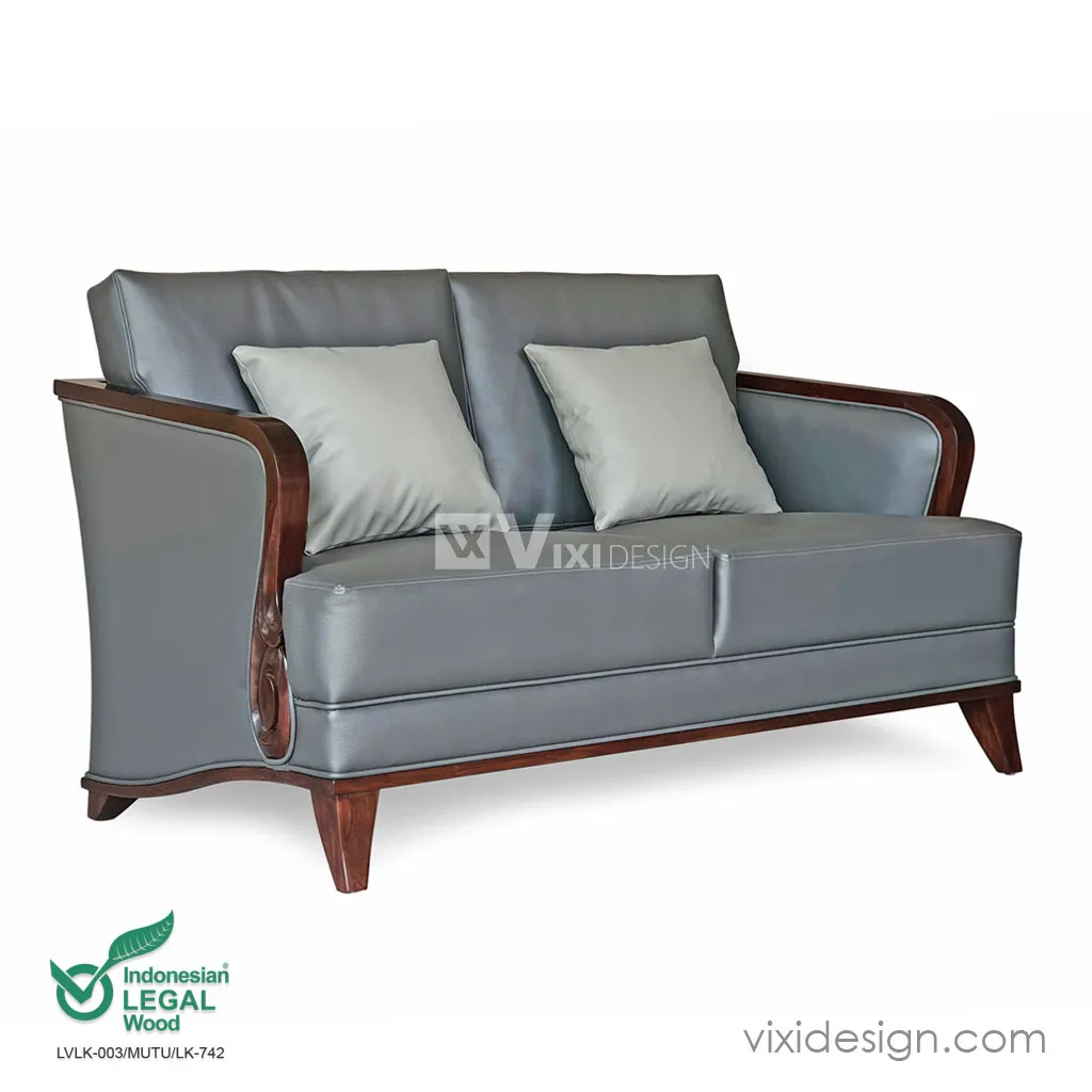 Luxury Sofa 2 Seaters Black leather